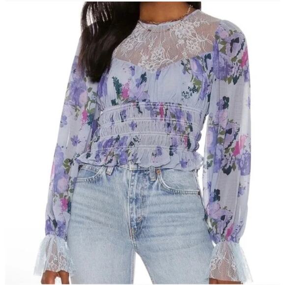 Free People Daphne Blouse in Blue Medium - Picture 1 of 10